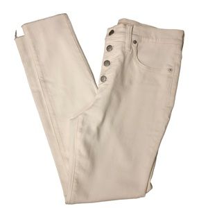 Madewell NWT 9” Mid Rise Skinny Pure White Raw Hem Jeans Size 28